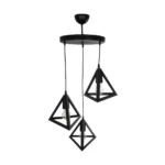 GloboStar® TRIANGLE 203-0160 Μοντέρνο Κρεμαστό Φωτιστικό Καμπάνα Τρίφωτο 3 x E27 IP20 Μαύρο Πλαστικό - Μ50 x Π50 x Υ80cm - Image 5