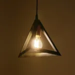 GloboStar® TRIANGLE 203-0161 Μοντέρνο Κρεμαστό Φωτιστικό Καμπάνα Μονόφωτο 1 x E27 IP20 Μάυρο με Χρυσό Πλαστικό - Μ24 x Π24 x Υ86cm - Image 2