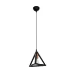 GloboStar® TRIANGLE 203-0161 Μοντέρνο Κρεμαστό Φωτιστικό Καμπάνα Μονόφωτο 1 x E27 IP20 Μάυρο με Χρυσό Πλαστικό - Μ24 x Π24 x Υ86cm - Image 3