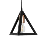 GloboStar® TRIANGLE 203-0161 Μοντέρνο Κρεμαστό Φωτιστικό Καμπάνα Μονόφωτο 1 x E27 IP20 Μάυρο με Χρυσό Πλαστικό - Μ24 x Π24 x Υ86cm - Image 4