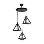 GloboStar® TRIANGLE 203-0162 Μοντέρνο Κρεμαστό Φωτιστικό Καμπάνα Τρίφωτο 3 x E27 IP20 Μαύρο με Χρυσό Πλαστικό - Μ50 x Π50 x Υ80cm - Image 3