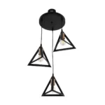 GloboStar® TRIANGLE 203-0162 Μοντέρνο Κρεμαστό Φωτιστικό Καμπάνα Τρίφωτο 3 x E27 IP20 Μαύρο με Χρυσό Πλαστικό - Μ50 x Π50 x Υ80cm - Image 4