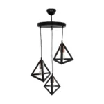 GloboStar® TRIANGLE 203-0162 Μοντέρνο Κρεμαστό Φωτιστικό Καμπάνα Τρίφωτο 3 x E27 IP20 Μαύρο με Χρυσό Πλαστικό - Μ50 x Π50 x Υ80cm - Image 5