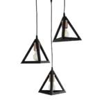 GloboStar® TRIANGLE 203-0162 Μοντέρνο Κρεμαστό Φωτιστικό Καμπάνα Τρίφωτο 3 x E27 IP20 Μαύρο με Χρυσό Πλαστικό - Μ50 x Π50 x Υ80cm - Image 6