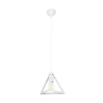GloboStar® TRIANGLE 203-0163 Μοντέρνο Κρεμαστό Φωτιστικό Καμπάνα Μονόφωτο 1 x E27 IP20 Λευκό Πλαστικό - Μ24 x Π24 x Υ86cm - Image 3