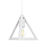 GloboStar® TRIANGLE 203-0163 Μοντέρνο Κρεμαστό Φωτιστικό Καμπάνα Μονόφωτο 1 x E27 IP20 Λευκό Πλαστικό - Μ24 x Π24 x Υ86cm - Image 4