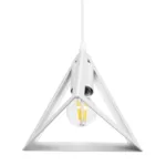 GloboStar® TRIANGLE 203-0163 Μοντέρνο Κρεμαστό Φωτιστικό Καμπάνα Μονόφωτο 1 x E27 IP20 Λευκό Πλαστικό - Μ24 x Π24 x Υ86cm - Image 5