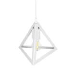 GloboStar® TRIANGLE 203-0163 Μοντέρνο Κρεμαστό Φωτιστικό Καμπάνα Μονόφωτο 1 x E27 IP20 Λευκό Πλαστικό - Μ24 x Π24 x Υ86cm - Image 6