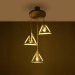 GloboStar® TRIANGLE 203-0164 Μοντέρνο Κρεμαστό Φωτιστικό Καμπάνα Τρίφωτο 3 x E27 IP20 Λευκό Πλαστικό - Μ50 x Π50 x Υ80cm - Image 2