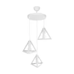 GloboStar® TRIANGLE 203-0164 Μοντέρνο Κρεμαστό Φωτιστικό Καμπάνα Τρίφωτο 3 x E27 IP20 Λευκό Πλαστικό - Μ50 x Π50 x Υ80cm - Image 3