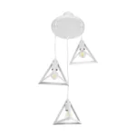 GloboStar® TRIANGLE 203-0164 Μοντέρνο Κρεμαστό Φωτιστικό Καμπάνα Τρίφωτο 3 x E27 IP20 Λευκό Πλαστικό - Μ50 x Π50 x Υ80cm - Image 4