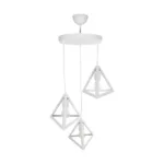 GloboStar® TRIANGLE 203-0164 Μοντέρνο Κρεμαστό Φωτιστικό Καμπάνα Τρίφωτο 3 x E27 IP20 Λευκό Πλαστικό - Μ50 x Π50 x Υ80cm - Image 5