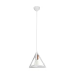 GloboStar® TRIANGLE 203-0165 Μοντέρνο Κρεμαστό Φωτιστικό Καμπάνα Μονόφωτο 1 x E27 IP20 Λευκό με Χρυσό Πλαστικό - Μ24 x Π24 x Υ56cm - Image 3