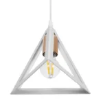 GloboStar® TRIANGLE 203-0165 Μοντέρνο Κρεμαστό Φωτιστικό Καμπάνα Μονόφωτο 1 x E27 IP20 Λευκό με Χρυσό Πλαστικό - Μ24 x Π24 x Υ56cm - Image 5