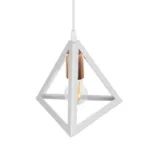 GloboStar® TRIANGLE 203-0165 Μοντέρνο Κρεμαστό Φωτιστικό Καμπάνα Μονόφωτο 1 x E27 IP20 Λευκό με Χρυσό Πλαστικό - Μ24 x Π24 x Υ56cm - Image 6