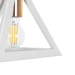 GloboStar® TRIANGLE 203-0165 Μοντέρνο Κρεμαστό Φωτιστικό Καμπάνα Μονόφωτο 1 x E27 IP20 Λευκό με Χρυσό Πλαστικό - Μ24 x Π24 x Υ56cm - Image 7