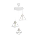 GloboStar® TRIANGLE 203-0166 Μοντέρνο Κρεμαστό Φωτιστικό Καμπάνα Τρίφωτο 3 x E27 IP20 Λευκό με Χρυσό Πλαστικό - Μ50 x Π50 x Υ80cm - Image 3