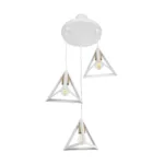 GloboStar® TRIANGLE 203-0166 Μοντέρνο Κρεμαστό Φωτιστικό Καμπάνα Τρίφωτο 3 x E27 IP20 Λευκό με Χρυσό Πλαστικό - Μ50 x Π50 x Υ80cm - Image 4