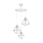 GloboStar® TRIANGLE 203-0166 Μοντέρνο Κρεμαστό Φωτιστικό Καμπάνα Τρίφωτο 3 x E27 IP20 Λευκό με Χρυσό Πλαστικό - Μ50 x Π50 x Υ80cm - Image 5