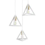 GloboStar® TRIANGLE 203-0166 Μοντέρνο Κρεμαστό Φωτιστικό Καμπάνα Τρίφωτο 3 x E27 IP20 Λευκό με Χρυσό Πλαστικό - Μ50 x Π50 x Υ80cm - Image 6