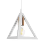 GloboStar® TRIANGLE 203-0166 Μοντέρνο Κρεμαστό Φωτιστικό Καμπάνα Τρίφωτο 3 x E27 IP20 Λευκό με Χρυσό Πλαστικό - Μ50 x Π50 x Υ80cm - Image 7