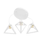 GloboStar® TRIANGLE 203-0166 Μοντέρνο Κρεμαστό Φωτιστικό Καμπάνα Τρίφωτο 3 x E27 IP20 Λευκό με Χρυσό Πλαστικό - Μ50 x Π50 x Υ80cm - Image 9