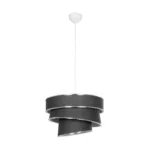GloboStar® SIERA 203-0167 Μοντέρνο Κρεμαστό Φωτιστικό Καπέλο Μονόφωτο 1 x E27 IP20 Γκρι Ύφασμα με Ασημί Λεπτομέρεια - Μ38 x Π38 x Υ95cm - Image 3