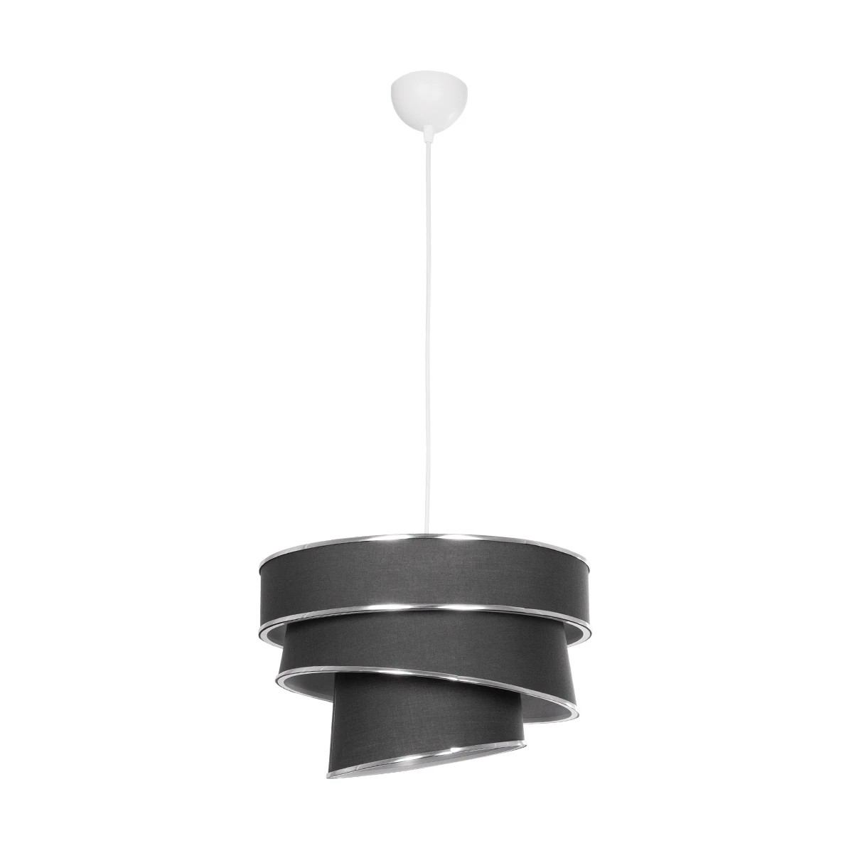 GloboStar® SIERA 203-0167 Μοντέρνο Κρεμαστό Φωτιστικό Καπέλο Μονόφωτο 1 x E27 IP20 Γκρι Ύφασμα με Ασημί Λεπτομέρεια - Μ38 x Π38 x Υ95cm - Image 3