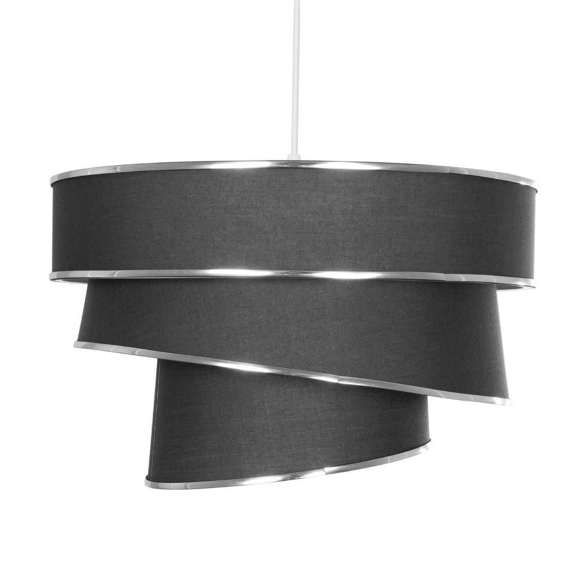 GloboStar® SIERA 203-0167 Μοντέρνο Κρεμαστό Φωτιστικό Καπέλο Μονόφωτο 1 x E27 IP20 Γκρι Ύφασμα με Ασημί Λεπτομέρεια - Μ38 x Π38 x Υ95cm - Image 4