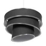 GloboStar® SIERA 203-0167 Μοντέρνο Κρεμαστό Φωτιστικό Καπέλο Μονόφωτο 1 x E27 IP20 Γκρι Ύφασμα με Ασημί Λεπτομέρεια - Μ38 x Π38 x Υ95cm - Image 5