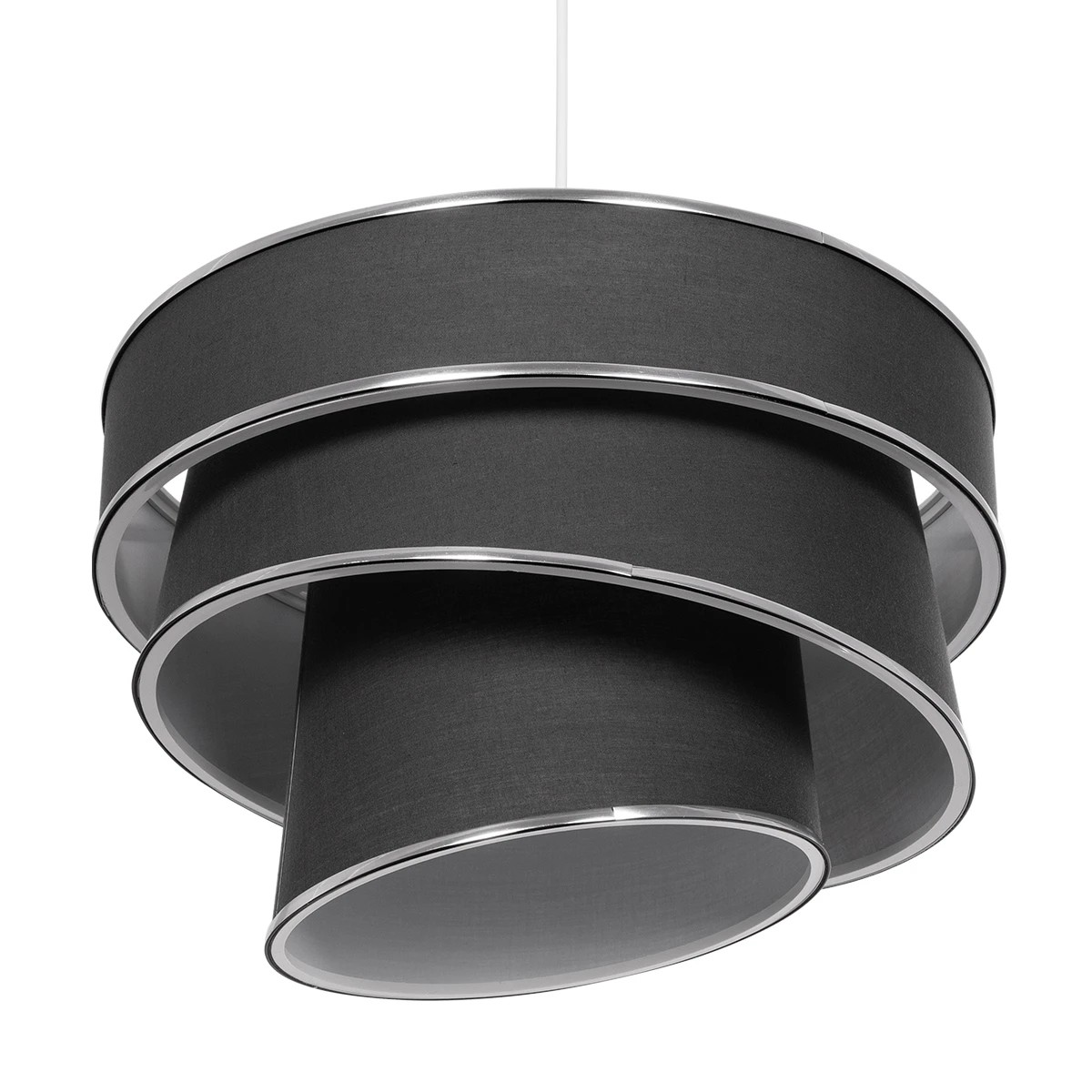 GloboStar® SIERA 203-0167 Μοντέρνο Κρεμαστό Φωτιστικό Καπέλο Μονόφωτο 1 x E27 IP20 Γκρι Ύφασμα με Ασημί Λεπτομέρεια - Μ38 x Π38 x Υ95cm - Image 5