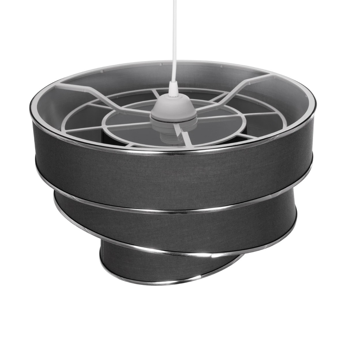 GloboStar® SIERA 203-0167 Μοντέρνο Κρεμαστό Φωτιστικό Καπέλο Μονόφωτο 1 x E27 IP20 Γκρι Ύφασμα με Ασημί Λεπτομέρεια - Μ38 x Π38 x Υ95cm - Image 6