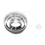 GloboStar® SIERA 203-0167 Μοντέρνο Κρεμαστό Φωτιστικό Καπέλο Μονόφωτο 1 x E27 IP20 Γκρι Ύφασμα με Ασημί Λεπτομέρεια - Μ38 x Π38 x Υ95cm - Image 9