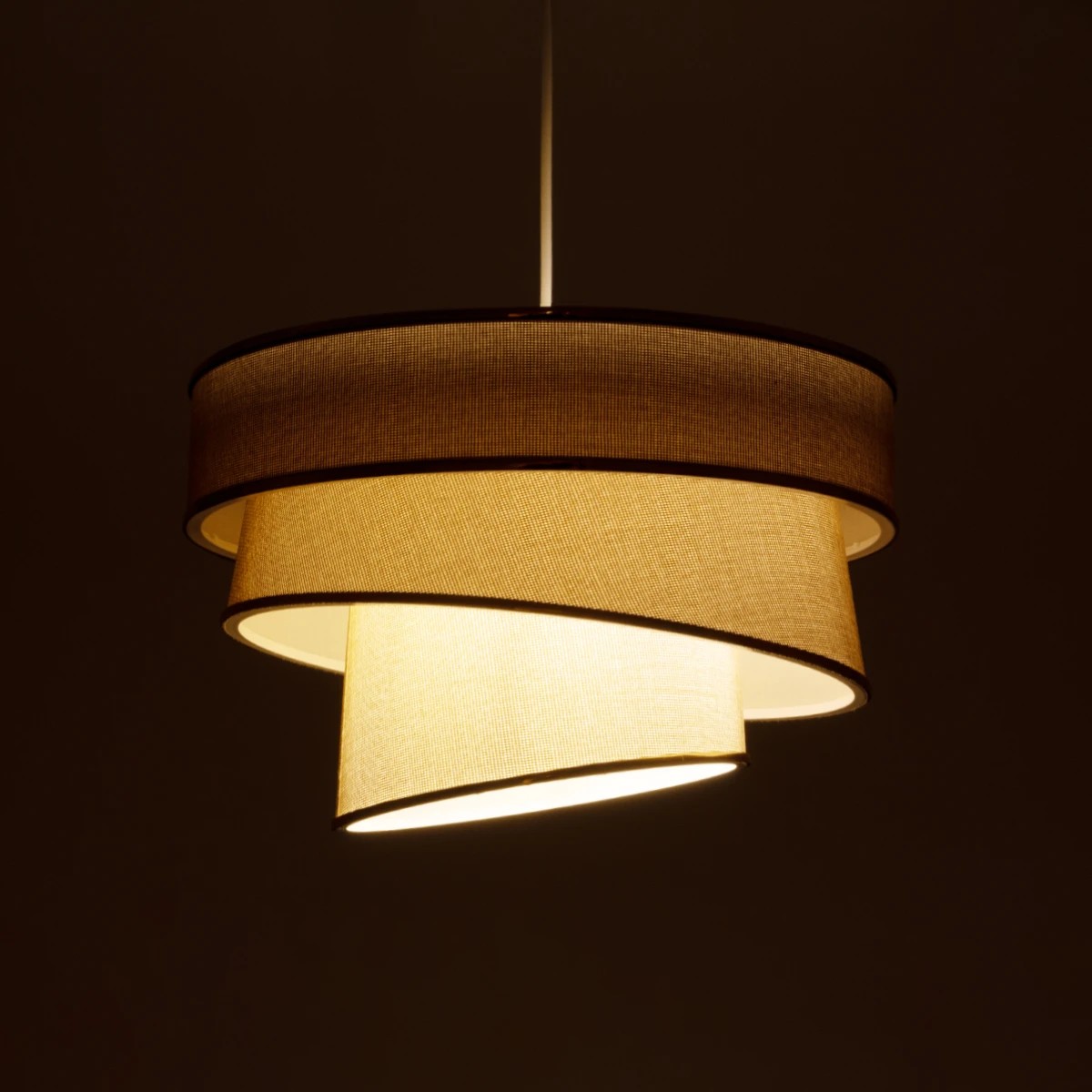 GloboStar® SIERA 203-0168 Μοντέρνο Κρεμαστό Φωτιστικό Καπέλο Μονόφωτο 1 x E27 IP20 Μπεζ Άμμου Ύφασμα με Χρυσή Λεπτομέρεια - Μ38 x Π38 x Υ95cm - Image 2