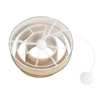 GloboStar® SIERA 203-0168 Μοντέρνο Κρεμαστό Φωτιστικό Καπέλο Μονόφωτο 1 x E27 IP20 Μπεζ Άμμου Ύφασμα με Χρυσή Λεπτομέρεια - Μ38 x Π38 x Υ95cm - Image 9
