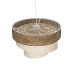 GloboStar® SIERA 203-0169 Μοντέρνο Κρεμαστό Φωτιστικό Καπέλο Μονόφωτο 1 x E27 IP20 Καφέ & Σκούρο Μπεζ Ύφασμα - Μ38 x Π38 x Υ95cm - Image 6