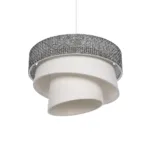 GloboStar® SIERA 203-0170 Μοντέρνο Κρεμαστό Φωτιστικό Καπέλο Μονόφωτο 1 x E27 IP20 Γκρι & Λευκό Ύφασμα - Μ38 x Π38 x Υ95cm - Image 5