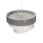 GloboStar® SIERA 203-0170 Μοντέρνο Κρεμαστό Φωτιστικό Καπέλο Μονόφωτο 1 x E27 IP20 Γκρι & Λευκό Ύφασμα - Μ38 x Π38 x Υ95cm - Image 6