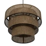 GloboStar® LEVEL 203-0171 Μοντέρνο Κρεμαστό Φωτιστικό Καπέλο Μονόφωτο 1 x E27 IP20 Καφέ Διάτρητο Ύφασμα - Μ38 x Π38 x Υ95cm - Image 5