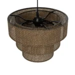 GloboStar® LEVEL 203-0171 Μοντέρνο Κρεμαστό Φωτιστικό Καπέλο Μονόφωτο 1 x E27 IP20 Καφέ Διάτρητο Ύφασμα - Μ38 x Π38 x Υ95cm - Image 6