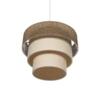GloboStar® LEVEL 203-0172 Μοντέρνο Κρεμαστό Φωτιστικό Καπέλο Μονόφωτο 1 x E27 IP20 Σκούρο Καφέ & Λευκό Ύφασμα - Μ38 x Π38 x Υ95cm - Image 5