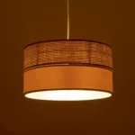 GloboStar® LIVA 203-0173 Μοντέρνο Κρεμαστό Φωτιστικό Καπέλο Μονόφωτο 1 x E27 IP20 Καφέ & Λευκό Ύφασμα - Μ38 x Π38 x Υ95cm - Image 2