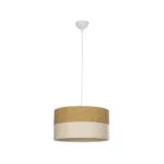 GloboStar® LIVA 203-0173 Μοντέρνο Κρεμαστό Φωτιστικό Καπέλο Μονόφωτο 1 x E27 IP20 Καφέ & Λευκό Ύφασμα - Μ38 x Π38 x Υ95cm - Image 3