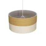 GloboStar® LIVA 203-0173 Μοντέρνο Κρεμαστό Φωτιστικό Καπέλο Μονόφωτο 1 x E27 IP20 Καφέ & Λευκό Ύφασμα - Μ38 x Π38 x Υ95cm - Image 6