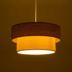 GloboStar® LIVI 203-0174 Μοντέρνο Κρεμαστό Φωτιστικό Καπέλο Μονόφωτο 1 x E27 IP20 Καφέ & Λευκό Ύφασμα - Μ38 x Π38 x Υ95cm - Image 2