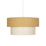 GloboStar® LIVI 203-0174 Μοντέρνο Κρεμαστό Φωτιστικό Καπέλο Μονόφωτο 1 x E27 IP20 Καφέ & Λευκό Ύφασμα - Μ38 x Π38 x Υ95cm - Image 4