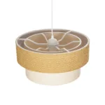 GloboStar® LIVI 203-0174 Μοντέρνο Κρεμαστό Φωτιστικό Καπέλο Μονόφωτο 1 x E27 IP20 Καφέ & Λευκό Ύφασμα - Μ38 x Π38 x Υ95cm - Image 6