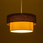 GloboStar® LIVI 203-0175 Μοντέρνο Κρεμαστό Φωτιστικό Καπέλο Μονόφωτο 1 x E27 IP20 Σκούρο Καφέ & Λευκό Ύφασμα - Μ38 x Π38 x Υ95cm - Image 2
