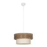 GloboStar® LIVI 203-0175 Μοντέρνο Κρεμαστό Φωτιστικό Καπέλο Μονόφωτο 1 x E27 IP20 Σκούρο Καφέ & Λευκό Ύφασμα - Μ38 x Π38 x Υ95cm - Image 3