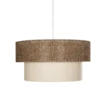 GloboStar® LIVI 203-0175 Μοντέρνο Κρεμαστό Φωτιστικό Καπέλο Μονόφωτο 1 x E27 IP20 Σκούρο Καφέ & Λευκό Ύφασμα - Μ38 x Π38 x Υ95cm - Image 4